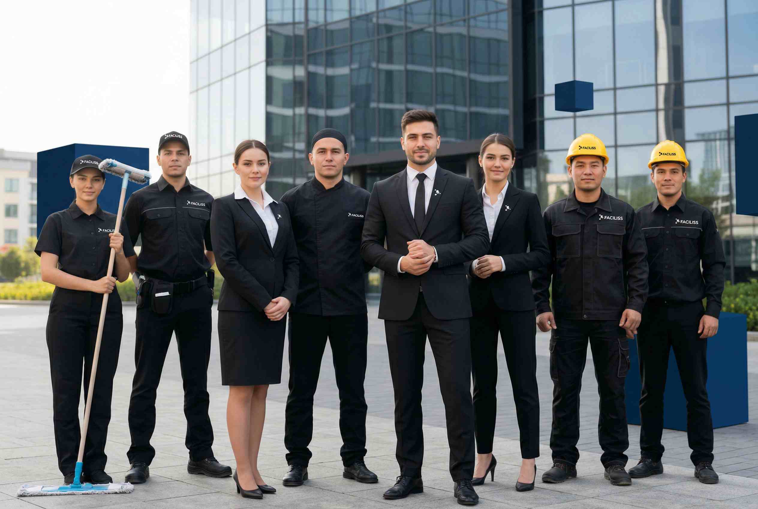 Professional cleaning team maintaining hygiene standards in a commercial facility